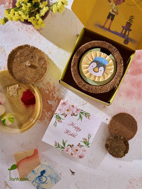 Penguin with a Blue Beret Seed Paper Rakhi Planting Kit