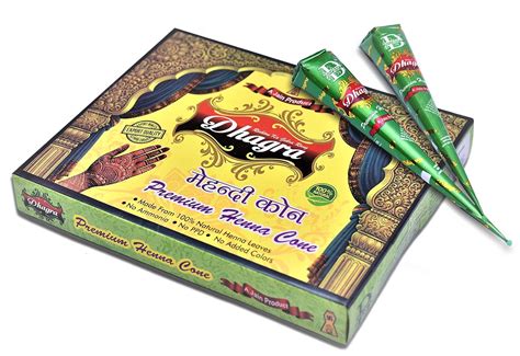 Buy Dhagra's Premium Henna Mehendi Cone - 12 Cones - 25g each - 100% ...