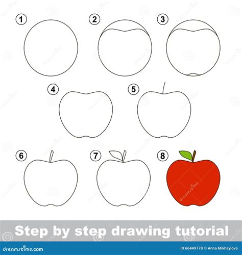 Drawing Tutorial. How To Draw An Apple Stock Vector - Image: 66449778