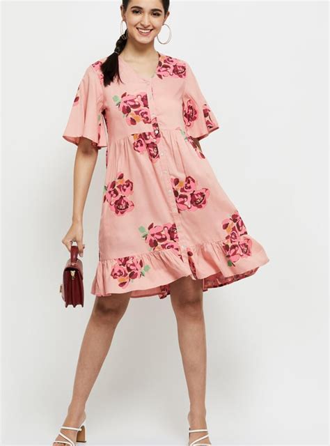 Buy Women Printed V-neck A-Line Dress Online at just Rs. 699.0 ...