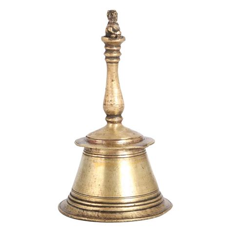 Brass Bell Carved with Lord Nandi on Handle