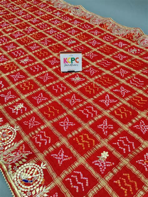 KcPc Designer Pure Gaji Silk Banarasi Bandhej Ghatchola Gotapatti Work ...