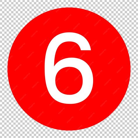 Premium PSD | Red number 6 icon template transparent red circle number