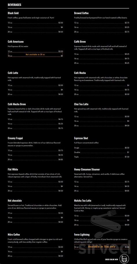 Dark Side Coffee Company menu in North Little Rock, Arkansas, USA