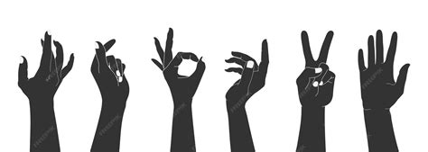 Set of raised human hands silhouettes with different gestures | Premium ...
