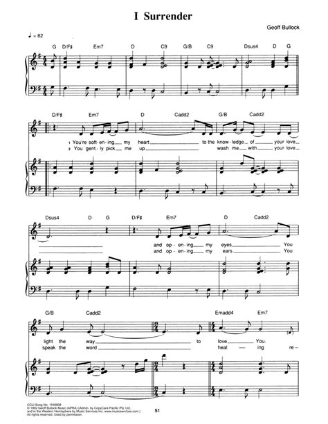I Surrender by Hillsong Worship Sheet Music for Piano, Vocal & Guitar ...