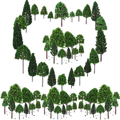 BESTZY 50PCS Model Trees Mixed Model Tree Diorama Tree Train Trees ...