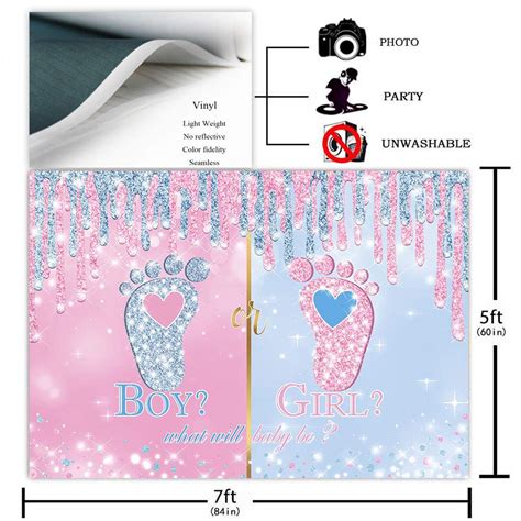 Avezano Little Feet Gender Reveal Backdrop 7x5ft Boy or Girl Gender ...