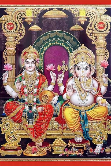 Lord Ganesha with Goddess Lakshmi Maa Religious Waterproof Vinyl ...