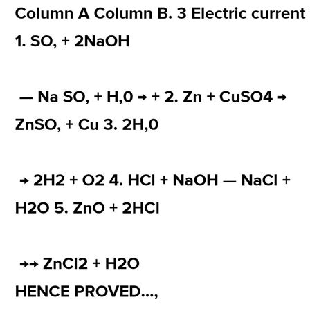 Match the following: Column A Column B. 3 Electric current 1. SO ...