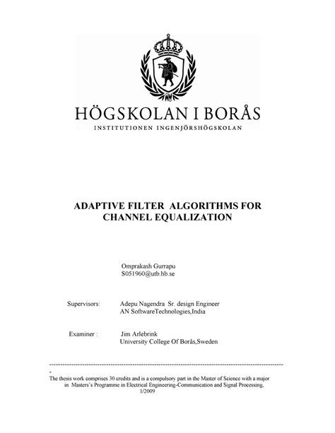 Fulltext 01 - Book - ADAPTIVE FILTER ALGORITHMS FOR CHANNEL ...