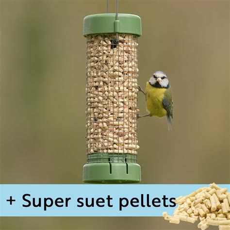 RSPB Classic easy-clean small suet pellet and peanut feeder with 1kg ...
