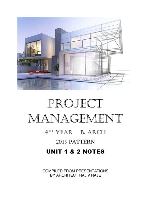 Project Management Notes: B.Arch 4th Year 2019 (Units 1 & 2) - Studocu