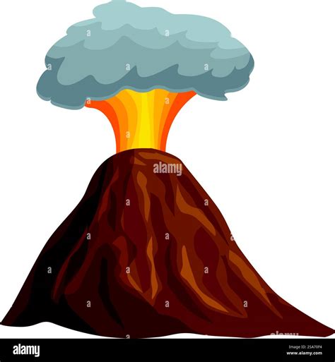 Volcano erupting with molten lava, ash and smoke exploding in the air ...
