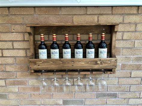 Wall Rack For Wine Glass And Wood Shelving