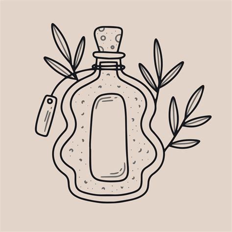 Outline Hand drawn Bottles with Magic Potions. Cute Doodle witchcraft ...