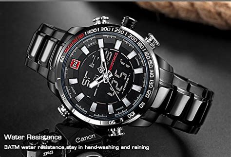Naviforce Quartz Water Resistant Luxurious LED Military Watches for Men ...