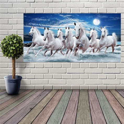 wallpics® Lucky Seven Horses Running at Sunrise ll 7 Horse vastu Vinyl ...