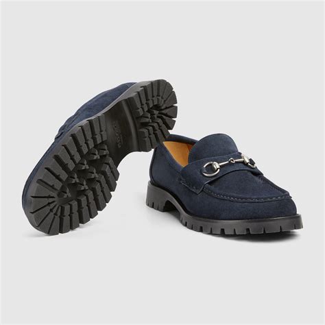 Men's loafer with Horsebit in blue suede | GUCCI® US