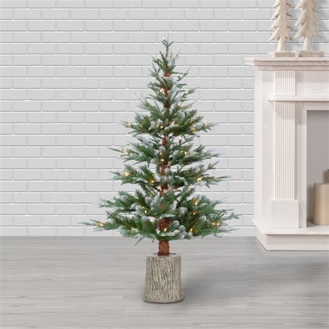 Sterling Tree Company 4-ft Pine Pre-lit Artificial Christmas Tree with ...