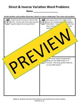 Image result for Inverse Variation Word Problems