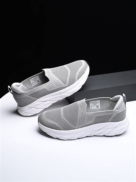 Grey Flyknit Slip-On Sneakers For Men