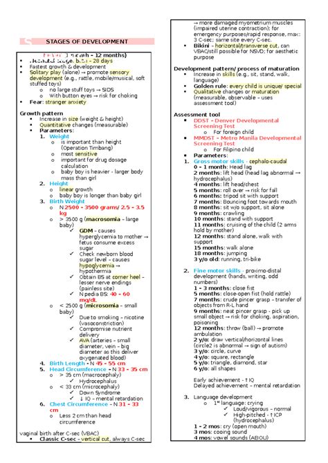 Pediatrics - STAGES OF DEVELOPMENT INFANT (1 month – 12 months) Neonatal stage: birth – 28 days ... - stages of baby development