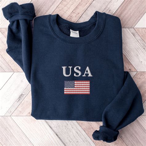 Embroidered US Flag Sweatshirt Embroidered USA Flag Shirt - Etsy