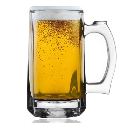 Buy Lenzrite Italian Premium Glass Beer Mug with Strong Handle, Set of ...