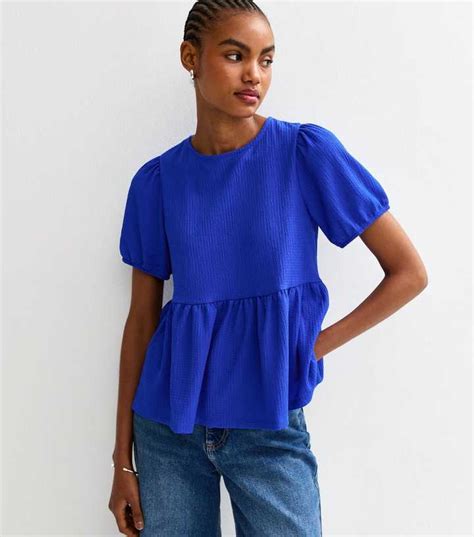 Tall Bright Blue Tie Back Flared Hem Top | New Look