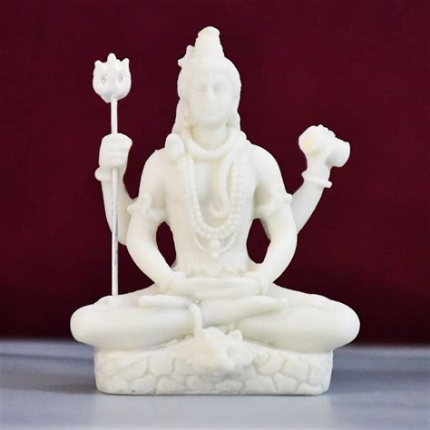 Buy Saugat Traders White Shiv Ji Murti for Car Dashboard Idol for Home ...