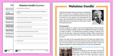 Gandhi Differentiated Reading Comprehension Activity
