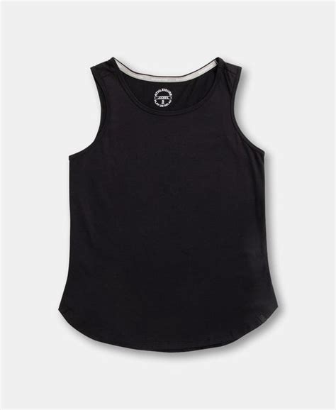 Buy Super Combed Cotton Rich Solid Curved Hem Styled Tank Top - Black ...