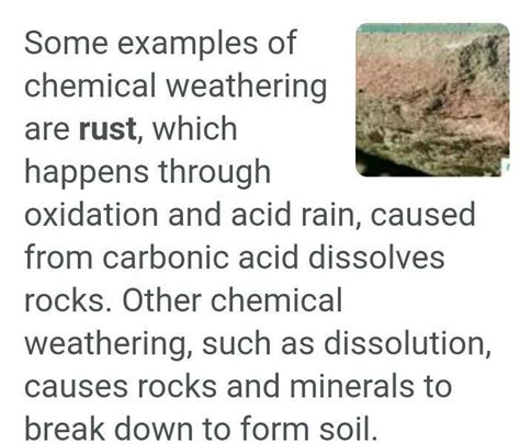 What are two examples of chemical weathering?(1 point) -exfoliation and ...
