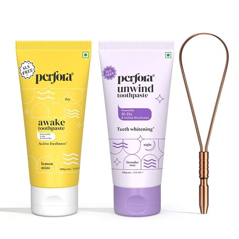 Perfora Tongue Cleaner & The Daily Routine Awake & Unwind Toothpaste ...