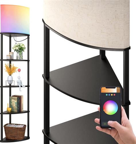 addlon Lámpara inteligente de pie de 5 niveles con foco RGB y visualización de lámpara blanca ...