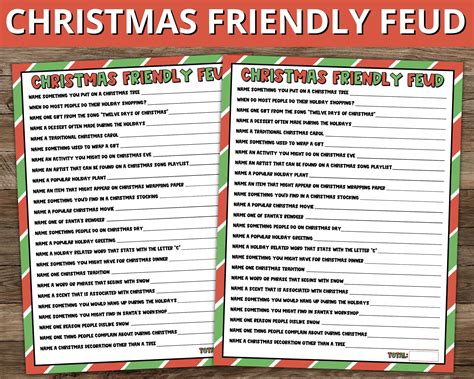 Free printable christmas family feud game – Artofit