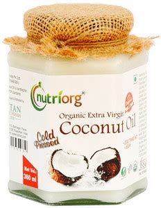 Nutriorg Extra Virgin Coconut Oil 360 ml. Coconut Oil Glass Bottle ...