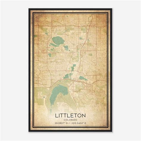 Vintage Littleton Colorado Map Poster, Modern Home Decor Wall Art Print ...