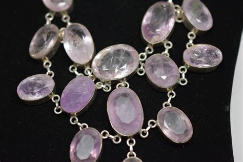 3-Tiered Amethyst & Rose Quartz Necklace, Sterling, 10 Faceted ...