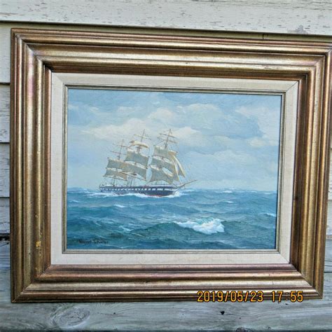 VINCENT TUTWILER CLIPPER SHIP OIL PAINTING OF SOBROAN 16X12" CANVAS ...