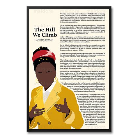 Maldora The Hill We Climb Poem Poster Amanda Gorman Poster | Desertcart ...