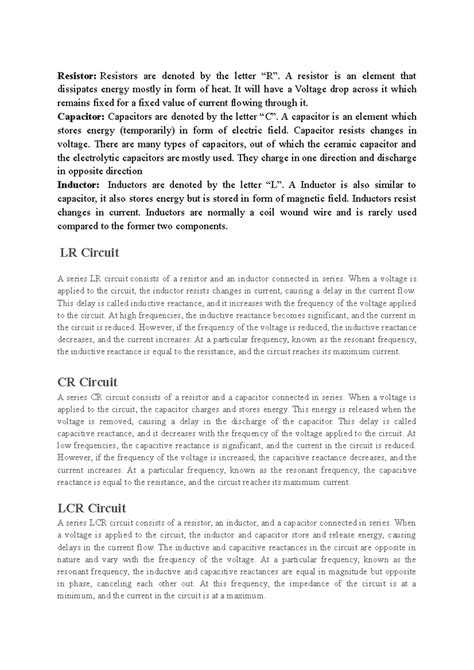 LR Circuit - Resistor: Resistors are denoted by the letter “R”. A ...