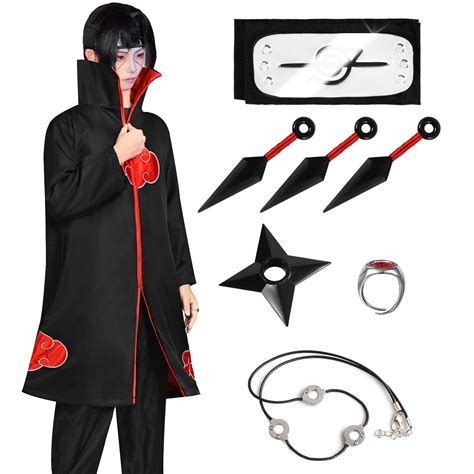 Buy Formemory Akatsuki Itachi Cloak Anime Cosplay Costume, 8Pcs Uchiha ...
