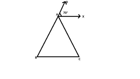 In Δ ABC ∠B= ∠C and ray AX bisects the exterior angle ∠DAC. If ∠DAX =70 ...
