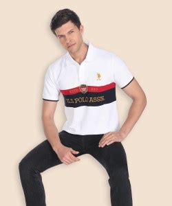 U.S. POLO ASSN. Printed, Typography Men Polo Neck White T-Shirt - Buy U ...
