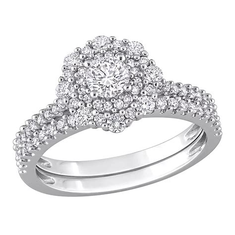 1 ct. t.w. Diamond Halo Bridal Ring Set in 14k White Gold | BJ's ...