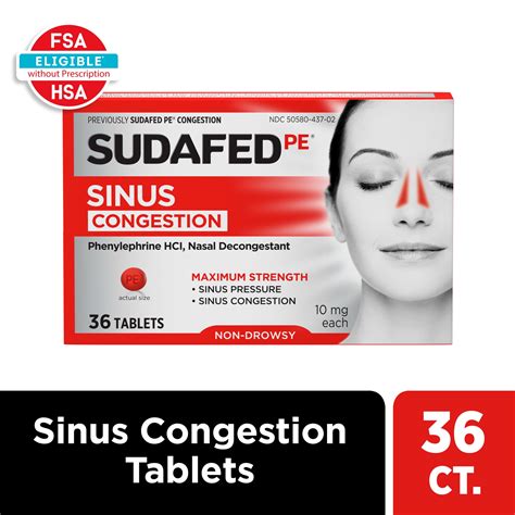 Sudafed Pe Tablets Maximum Strength Non-Drowsy Sinus Congestion | Fig App