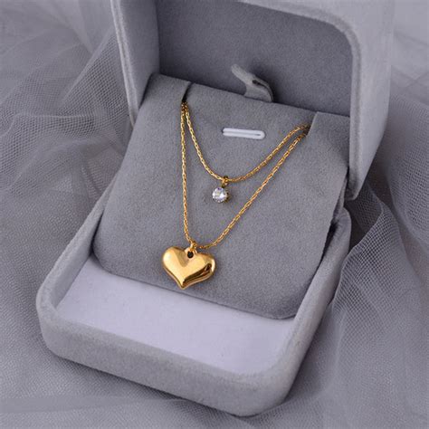18k Gold-Plated Anti Tarnish Heart Themed Layered Pendant – JOYESHA