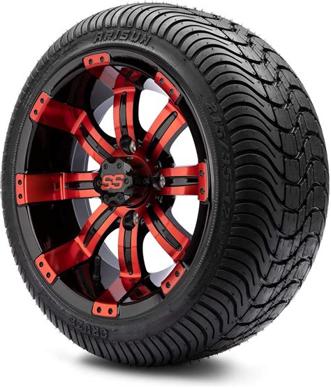 Amazon.com: MODZ® Tempest Red and Black 12" Golf Cart Wheels and Arisun ...